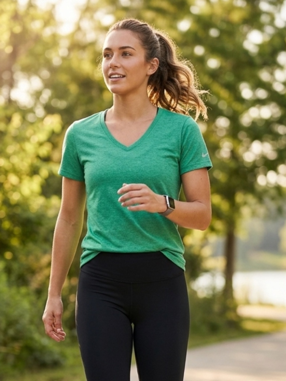 Nike Dri-fit Athletic Cut Tee Green XS